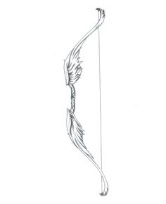 a pencil drawing of a bow and arrow