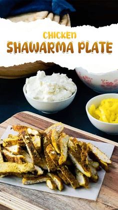 chicken shawarama plate on a cutting board with mashed potatoes