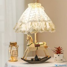 a lamp that is on top of a table