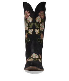 The Western-inspired Roper® Riley Floral boot adds a feminine touch to your cowgirl style!.Vintage faux-leather upper..Features beautiful Western floral embroidery on shaft and vamp..Pull-on boots with side pull loops for easy entry..Soft synthetic lining offers a comfortable next-to-skin feel..Cushioned comfort insole for added underfoot support..Snip toe design..Scoured Western heel..Vintage TPR outsole with excellent flexibility for easy movement..Imported..Product measurements were taken usi Western Style Embroidered Boots, Floral Embroidered Boots For Spring Festival, Floral Embroidery Boots For Spring Festival, Western Boots With Floral Print For Fall, Embroidered Snip Toe Boots For Rodeo, Bohemian Boots With Floral Embroidery For Fall, Bohemian Fall Boots With Floral Embroidery, Bohemian Floral Embroidered Boots For Fall, Western Embroidered Boots For Rodeo