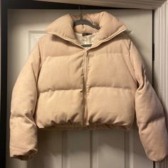 Beige Corduroy Puffer Jacket In Size Small Great Quality! Never Worn! Beige Corduroy Outerwear For Spring, Spring Beige Corduroy Outerwear, Fall Beige Corduroy Outerwear, Puffer Jacket Pattern, Corduroy Puffer Jacket, Brown Puffer Jacket, Corduroy Puffer, Brown Puffer, Jacket Pattern Sewing