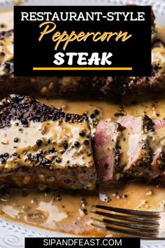 This Restaurant-Style Peppercorn Steak delivers the richness and depth of flavor you’d expect from a fine dining experience. The peppercorn crust adds a bold kick, while the smooth, creamy sauce ties the dish together beautifully. An easy way to elevate your dinner menu, this steak recipe is a true standout. Dinner Party Steak, Mushroom Peppercorn Sauce For Steak, Steak Dinner Party, Healthy Steak Dinner Recipes, Peppercorn Recipes, Easy Peppercorn Sauce, Steak Cream Sauce, Creamy Pepper Sauce, Peppercorn Sauce For Steak