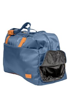 Dedicated storage pockets shape a reliable and travel-ready duffle bag made from durable nylon. 21" L x 12" H x 7" D
 Dual top handles, optional crossbody strap Top zip closure USB charging port, lined shoe pocket, key clasp 95% nylon, 3% polyester, 2% plastic Spot clean Imported Nylon Duffle Bag With Adjustable Strap, Nylon Duffle Bag Satchel With Adjustable Strap, Nylon Weekender Bag With Zipper For Outdoor Activities, Nylon Travel Bag With Adjustable Strap For Trips, Nylon Satchel Travel Bag With Adjustable Strap, Functional Nylon Bags For Trip, Large Capacity Nylon Satchel Travel Bag, Sporty Nylon Luggage For Trips, Outdoor Nylon Travel Bag