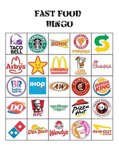 the fast food logo has many different logos on it