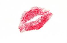 a red lipstick imprint on a white background