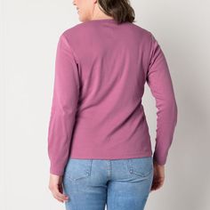 This St. John's Bay women's t-shirt will be a welcomed essential to your cold-weather wardrobe. Made from soft cotton-knit, this tee has a crew neckline and long sleeves. Stock up on different colors and pair yours with everything from skirts to jeans. Features: EssentialsClosure Type: Pullover HeadFit: Regular FitNeckline: Crew NeckSleeve Length: Long SleeveApparel Length: 24.75 InchesFiber Content: 100% CottonFabric Description: RibCare: Tumble Dry, Machine WashMaterial: CottonCountry of Orig… Basic Pink T-shirt For Fall, Heather Cotton Tops For Fall, Pink T-shirt For Everyday Fall Wear, Everyday Pink T-shirt For Fall, Pink Everyday T-shirt For Fall, Heather Long Sleeve Cotton Top, Spring Cotton Heather Tops, Spring Heather Cotton Tops, Heather Crew Neck Top With Relaxed Fit