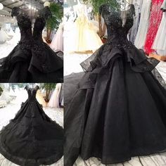 Gorgeous Black Vintage Ball Gown Wedding Dresses 2020 - Bridelily Gothic Prom Dresses Long, A Line Black Wedding Dress, Gothic Wedding Bridesmaid Dresses, Black Wedding Dress Ballgown, Gothic Bridesmaid Dresses, Black Wedding Dress Elegant, Black Wedding Dresses Gothic, Black Ball Gown Wedding Dress, Gothic Wedding Dresses