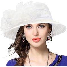 100% Polyester Drawstring Closure Hand Wash Only Lady Derby Church Dress Hat-----Material: Organza. 100% Polyester. Overly Light And Elegant, Sweatband Drawstring Adjuster Inside. Size----: One Size Fits Most. Fit M (21.3inch ~22.8inch) Head Circumference,Inside Sweatband Drawstring Can Adjustable To Size-Fit To Your Head. Design----: Elegant And Charming Designed,Translucent. Perfect For Weddings, Derby, Church Functions, Race Day Events, Tea Party, Twenty's Parties. Cleaning And Nursing----: Y Wide Brim Straw Hat For Church, Elegant Spring Sun Hat For Church, Elegant Summer Sun Hat For Church, Elegant Sun Hat For Church In Summer, Chic White Mini Hats For Beach, Chic White Mini Hats For The Beach, Chic White Formal Straw Hat, Elegant Mini Hats For Garden Party, White Brimmed Fascinator For Summer