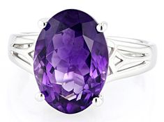 4.51ct Oval African Amethyst Rhodium Over Sterling Silver Solitaire Ring. Measures Approximately 0.39"L x 0.55"W. Not Sizeable. Fine Jewelry Amethyst Ring With Diamond Cut, Fine Jewelry Diamond Cut Oval Amethyst Ring, Fine Jewelry Oval Amethyst Ring With Diamond Cut, Oval Amethyst Ring With Diamond Cut, Oval Diamond Cut Amethyst Ring, Formal Oval Amethyst Ring With Diamond Cut, Oval Diamond Cut Amethyst Ring For Gift, Oval Diamond Cut Amethyst Ring As Gift, White Gold Oval Amethyst Solitaire Ring