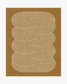 a brown and white print with wavy lines in the center on a tan paper background