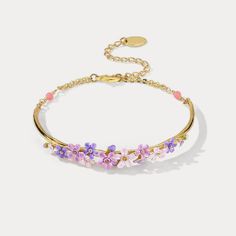 Cheap Vintage Flower Bracelets, Cheap Flower Crystal Bracelet, Cheap Women's Disney Jewelry, Elegant Cheap Charm Bracelet With Colorful Beads, Luxury Bracelet With Flower Charm, Luxury Flower-shaped Bracelet As A Gift, Cheap Flower Charm Jewelry For Birthdays, Cheap Personalized Flower Bracelets, Affordable Floral Party Bracelets