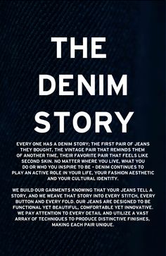 the denim story is written in black and white