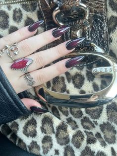 Red And Black Animal Print Nails, Goth Vibes Aesthetic, Red And Leopard Print Nails, Nails Red Ombre, Red Leopard Print Nails, Vampire Vibes, Vampire Nails, Quartz Nails, Goth Vibes