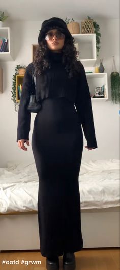 Black Maxi Dress Outfit, Modesty Outfits, Cute Modest Outfits, Long Skirt Outfits, Maxi Dress Outfit, Winter Dress Outfits, Looks Black, Modest Fashion Outfits