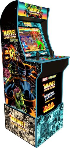 an arcade machine with captain america on it