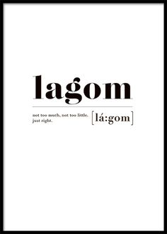 the word lagom in black and white