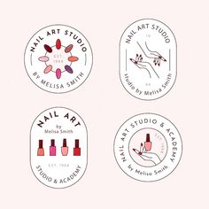 four different logos for nail art studio