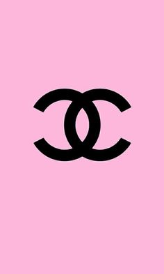 the logo for chanel is shown on a pink background with black circles around it