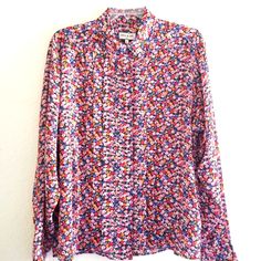 Paul & Joe Floral Button Down Shirt Size Fr 2/ Us 6 (M) Features: Multicolor, Red Pink Blue, Floral, Front Folds, Pleat, Collar, Button Down, Hidden Buttons, Long Sleeves, 100% Viscose Length Approx 25", Pit To Pit 22.5" Sleeve Length 24" Made In Tunisia New With Tags! Never Been Worn! Designer Multicolor Floral Print Shirt, Designer Floral Print Shirt For Work, Designer Floral Print Workwear Shirt, Designer Floral Print Button-up Blouse, Designer Button-up Blouse With Floral Print, Designer Spring Shirt With Buttons, Multicolor Silk Shirt For Spring, Designer Floral Print Shirt For Spring, Designer Pink Workwear Blouse