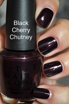 Dark Opi Gel Nail Polish, Dark Holiday Nails, Wine Colored Nails, Opi Black Cherry Chutney, Dark Color Nails, Opi Gel Nails, Band Nails, Sassy Nails