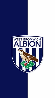 the west bromwich football club logo on a blue and white striped wallpaper