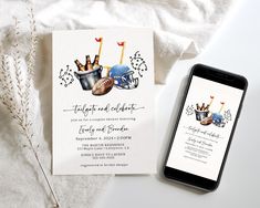 an image of a wedding card and cell phone