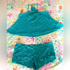 Turquoise Lace Sexy Top And Shorts, Never Worn. Fun To Wear On A Special Night Or Take On A Trip To Paradise Or Just For You. Love This Sexy, Comfy, Cute And Flirty Set!! You Will Too! Blue Stretch Sleepwear For Vacation, Stretch Blue Sleepwear For Vacation, Blue Lace Sleepwear For Loungewear, Lingere Set, Pink Nightgown, Turquoise Lace, Night Tops, Lace Nightgown, Saree Navel