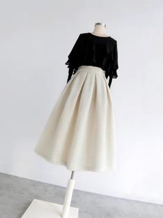 <Size>

 *Unit: cm 







 size 

 Waist 

 Length 











 S 

 64 

 68 






 M 

 68 

 68 






 L 

 72 

 69 






 XL

  76 

 69 






 2XL 

 80 

 70 













 <Material> 



 Wool Blend White A-line Skirt For Fall, Beige A-line Pleated Skirt For Fall, Elegant Tweed Skirt For Fall, Fall Ruffled Beige Skirt, Beige Ruffle Skirt For Fall, Chic Tweed Skirt For Winter, Chic Tweed Skirt For Fall, Elegant White Tweed Skirt, Fall Beige Tweed Skirt