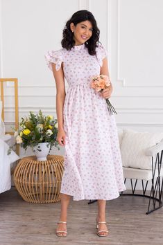 The Candyce Soft Pink Dress, Perfect Date Night, Date Night Dress, Perfect Date, Button Front Dress, Date Night Dresses, Ruffle Shorts, Spring Wardrobe, Tea Length