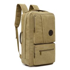 Color: Khaki Traveling Backpack, Multifunction Bag, Canvas Backpack, Canvas Shoulder Bag, Men's Backpack, Mountaineering, Outdoor Hiking, Color Khaki, Travel Backpack