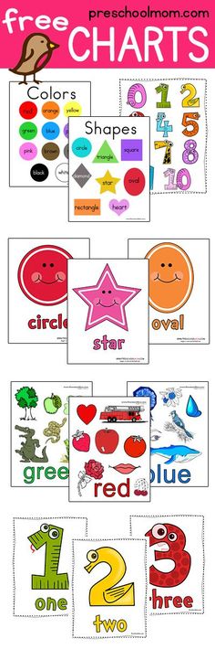 the free printable worksheet for preschool to learn numbers and shapes with pictures