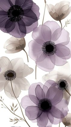 purple and white flowers on a white background