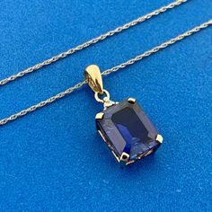 * Designer Lgl 10k Yellow Gold Rectangle Sapphire Diamond Accented Necklace * Chain Length: 18.0" * Chain Weight: .5 G * Chain Marked: Lgl * 10kt * Pendant Length: 3/4" Including The Bale * Pendant Width: 3/8" * Sapphire Total Carat Weight: Approximately 2.3 Tcw * Diamond Total Carat Weight: Approximately .005 Tcw * Pendant Weight: 1.4 Tgw * Pendant Marked: Lgl * 10kt * Necklace Weight: 1.9 Tgw * Condition: Great, As Pictured. * G2517 5% Restocking Fee Necklace Chain Lengths, Sapphire Diamond, Necklace Chain, Womens Jewelry Necklace, Necklace Etsy, Jewelry Necklace Pendant, Sapphire, Jewelry Design, Jewelry Necklaces