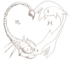 a drawing of a heart with an antelope on it's side and the letter m in the middle