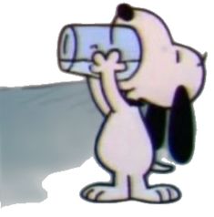 a cartoon dog is drinking from a bottle