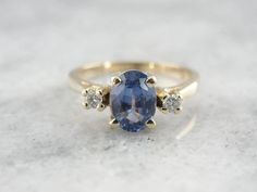 Ceylon Sapphire in Perfect Indigo Blue, Diamonds Ring Heirloom Blue Sapphire Ring With Diamond Accents, Blue Celestial Ring With Center Stone, Celestial Blue Sapphire Ring For Anniversary, Heirloom Blue Ring With Diamond Accents, Heirloom Blue Rings With Diamond Accents, Celestial Blue Sapphire Ring For Formal Occasions, Blue Celestial Sapphire Ring For Formal Occasions, Formal Blue Sapphire Celestial Ring, Celestial Blue Sapphire Oval Ring