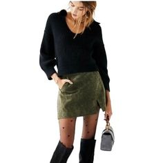 Welcome To Southern Rags! The Following Item Is New With Tags And Is Coming From A Pet & Smoke Free Environment. Brand: Blank Nyc Style: Mini Style No.: 73k-0377 Made In: China Color: Green Material: 100% Suede Leather Lined: 100% Polyester Size: 26 Total Length: 16 Waist: 14 Hips: 16 Other Info: 5 Pockets Keywords: Mini Skirt, Back To School Clothes, Back To School Shopping, Girls Back To School, Short Skirt, Leather Skirt, Suede Skirt, Fall Skirt, Winter Skirt, Cold Weather Skirt, Features: Mi Green Mini Skirt Outfit, Green Skirt Outfits, Olive Mini Skirt, Army Green Skirt, Midnight Memories, Green Mini Skirt, Rock Outfit, Miniskirt Outfits, Suede Mini Skirt