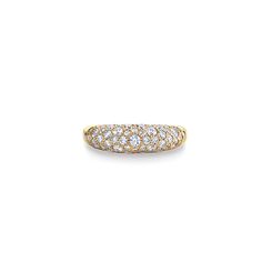 14k yellow gold and diamond large dome ring. 14k gold band. Yellow Gold Oval Dome Ring With Pave Setting, Fine Jewelry Oval Dome Ring With Single Cut Diamonds, Fine Jewelry Oval Dome Ring With Pave Setting, Yellow Gold Domed Dome Ring For Promise, Oval Dome Ring With Pave Setting In Fine Jewelry, Oval Dome Ring With Pave Setting, Oval Dome Ring With Single Cut Diamonds Fine Jewelry, Yellow Gold Dome Ring With Thick Band, Timeless Gold Dome Ring With Diamond