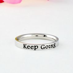 Keep Going Dainty Stainless Steel Stacking Band Ring | Etsy Sisters Best Friends, Encouragement Gift, Friend Bff, Sorority Sisters, Stacking Bands, Encouragement Gifts, Motivational Gifts, Wide Rings, Stainless Steel Band