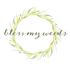 a watercolor wreath with the words, be my weds written in green and yellow