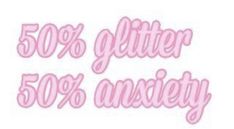 50 % glitter and 50 % ansity pink stickers on white background