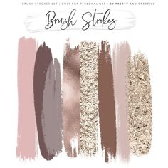 brush strokes for photoshopped with different colors and textures, including brown, pink, beige