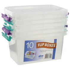 10 flip boxes with dividers and lids