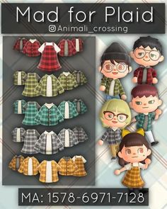 Plaid Clothes, Outfit Collection, New Animal Crossing, Pattern Code, Code Art, Animal Crossing Game, Animal Crossing Qr, New Leaf, Alien Logo