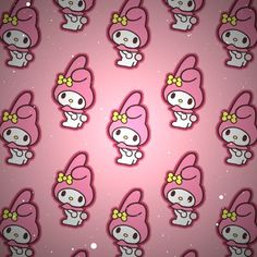 hello kitty wallpaper with skulls and bows on it's head, all in pink