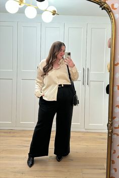 Silk Top Outfit, Curvy Work Outfit, Silk Shirt Outfit, Plus Size Business Attire, Plus Size Business, Classy Fall Outfits, Outfit Elegantes, Plus Size Chic