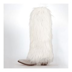 Unleash your "Bad and Boujee" style with the Snuggles leather boot. This 18-inch showstopper will have you cozy and stylish this season. The suede leather vamp is beautifully accented with a fluffy faux fur shaft, creating a luxurious and eye-catching contrast. With a 2 1/2-inch heel and a sleek snip toe, these boots are not just a statement piece; they're a fashion essential for those who dare to stand out. White Knee-high Boots With Round Toe For Winter, White Boots With Faux Fur Lining For Fall, White Faux Fur Lined Boots For Fall, White Leather Knee-high Boots For Winter, White Faux Fur Boots With Round Toe, White Boots With Faux Fur Lining, White Leather Winter Boots, White Leather Heeled Boots For Winter, Boujee Style