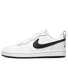 (GS) Nike Court Borough Low 2 'White Black' BQ5448-104 (SNKR/Skate/Low Top/Non-Slip/Thick Sole) Nike Court Borough Low 2, Nike Court Borough Low, Nike Court Borough, Low Top, White Black, White And Black, Nike, White, Black