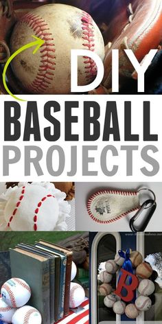 some baseballs and other items are on display with the words diy baseball projects