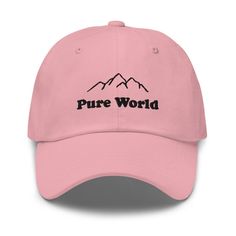 Pure World™ Pink Dad hat pure-world-organic-sustainable-products Trendy Curved Bill Hat, Adjustable Visor Dad Hat For Winter, Trendy Everyday Dad Hat With Curved Brim, Classic Dad Hat With Visor, Trendy Curved Brim Dad Hat For Winter, Trendy Winter Hat With Curved Visor, Curved Brim Dad Hat For Winter Streetwear, Trendy Hat With Curved Visor, Spring Outdoor Dad Hat With Curved Visor